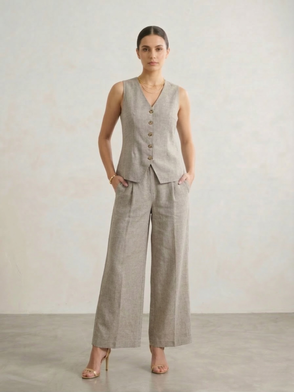 Linen Waistcoat & Trousers Co-ord Set