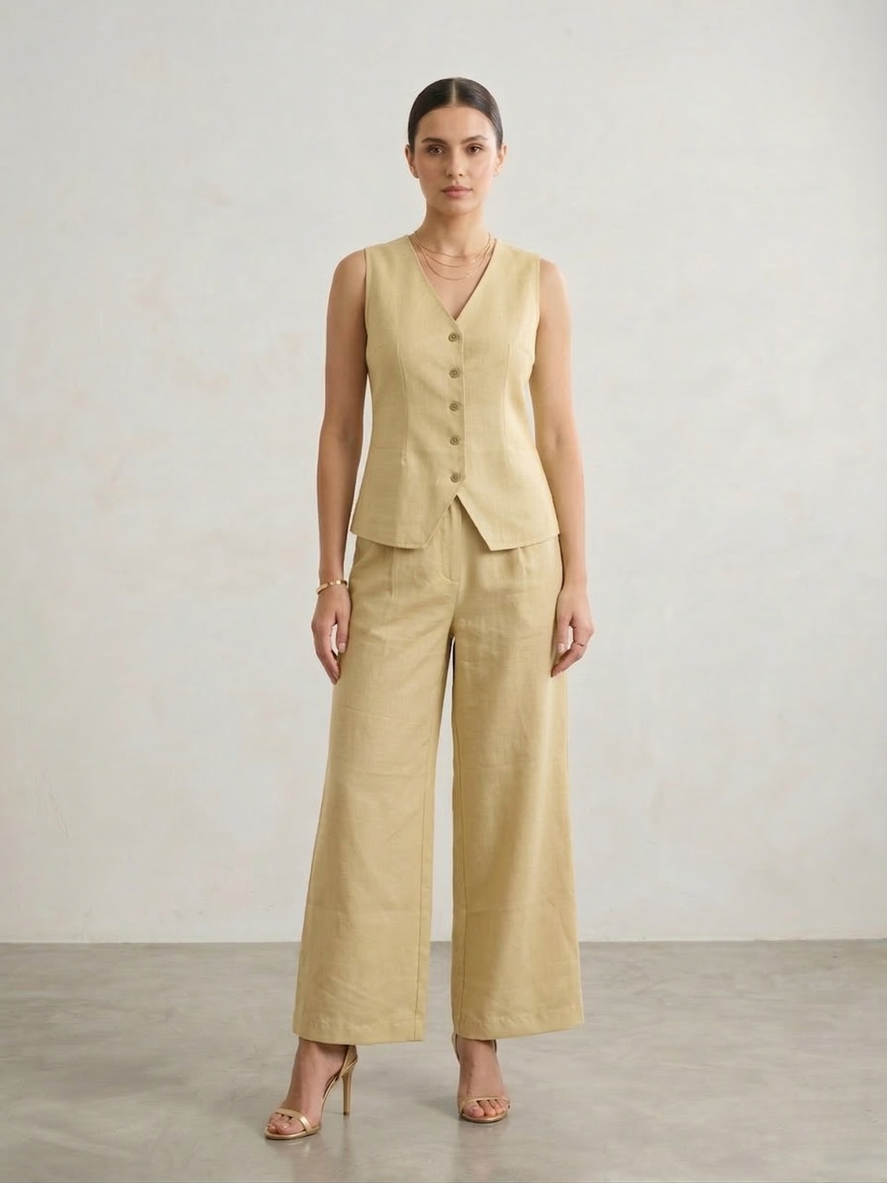Linen Waistcoat & Trousers Co-ord Set
